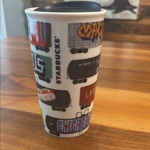Starbucks Chicago Windy City Illinois Trains Graffiti 12 ounce Travel Mug